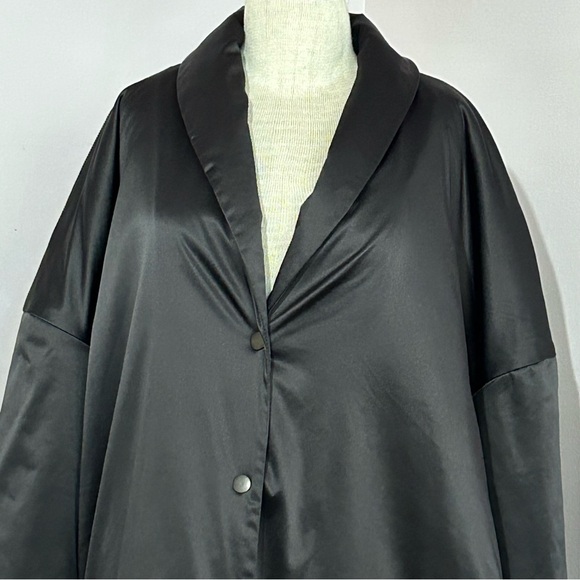 Derek Lam 10 C X Athleta Uptown Black Satin Quilted Coat Large - Picture 5 of 8